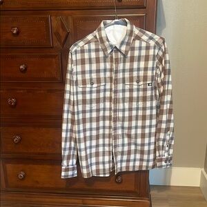 Brown and White Checkered Men's Shirt